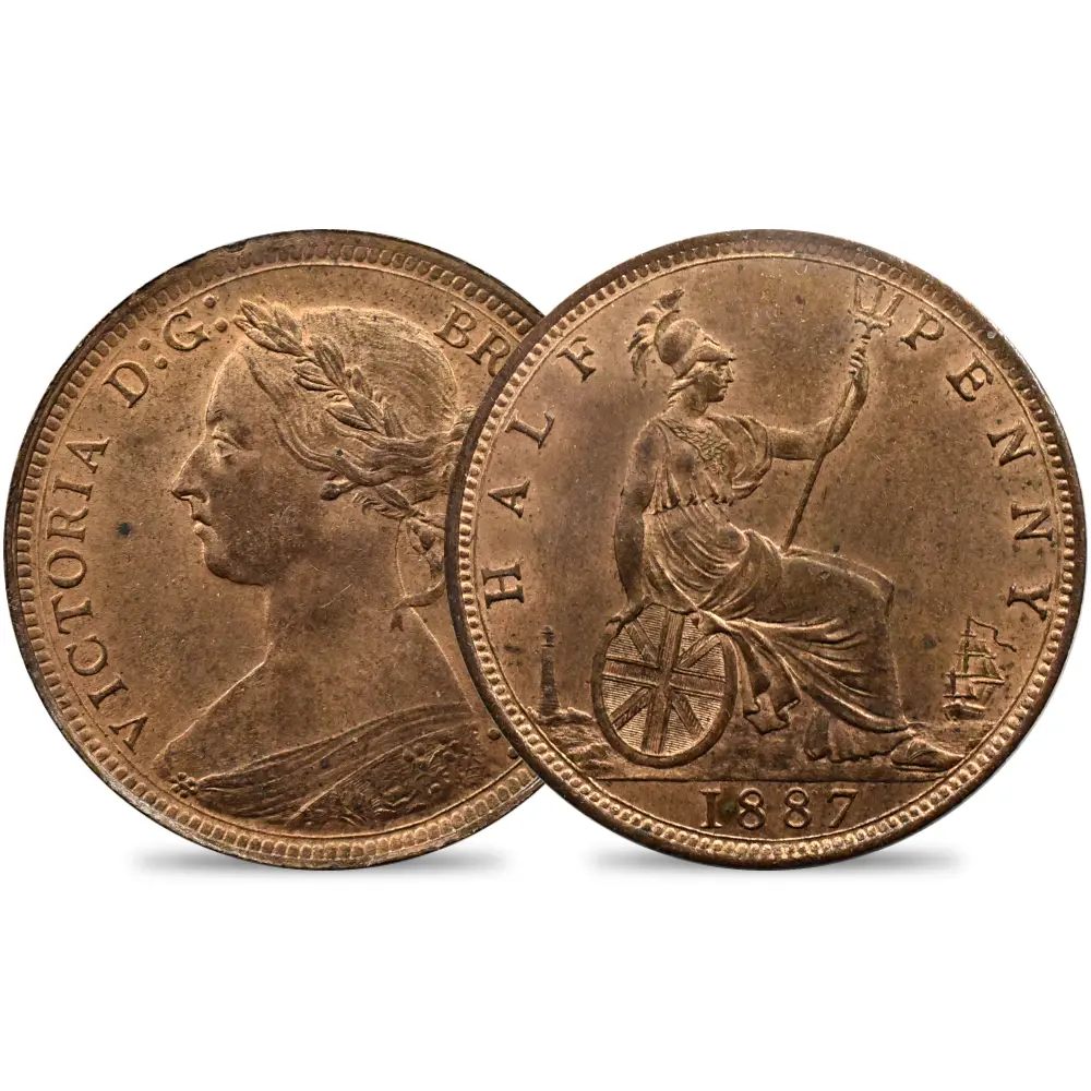 1887 ヴィクトリア女王 ブリタニア 1/2ペニー銅貨 未鑑定