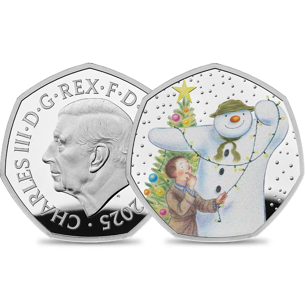2025 チャールズ3世 スノーマン 50ペンスプルーフカラー銀貨 未鑑定 箱付き【ご予約承り品】