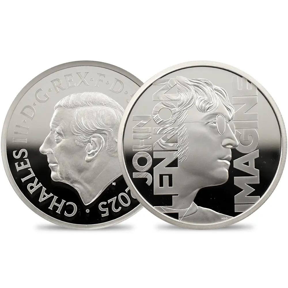 2025 チャールズ3世 ミュージックレジェンド第10弾 ジョン・レノン 5ポンド2オンス銀貨 NGC PF69UC 箱付き