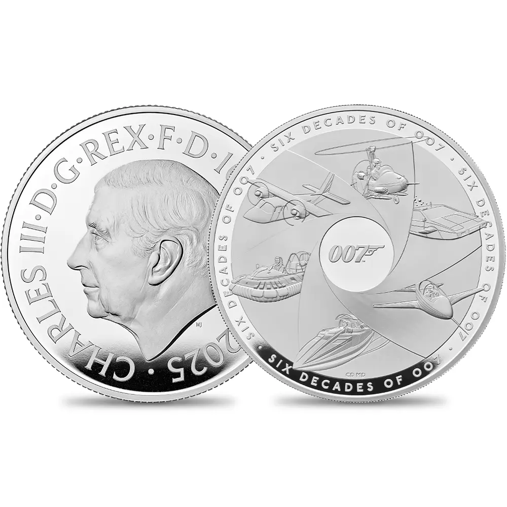 2024 チャールズ3世 「007の60年」ボンド映画記念シリーズ コンプリーター 10ポンド 5オンスプルーフ銀貨 未鑑定 箱付き【ご予約承り品】