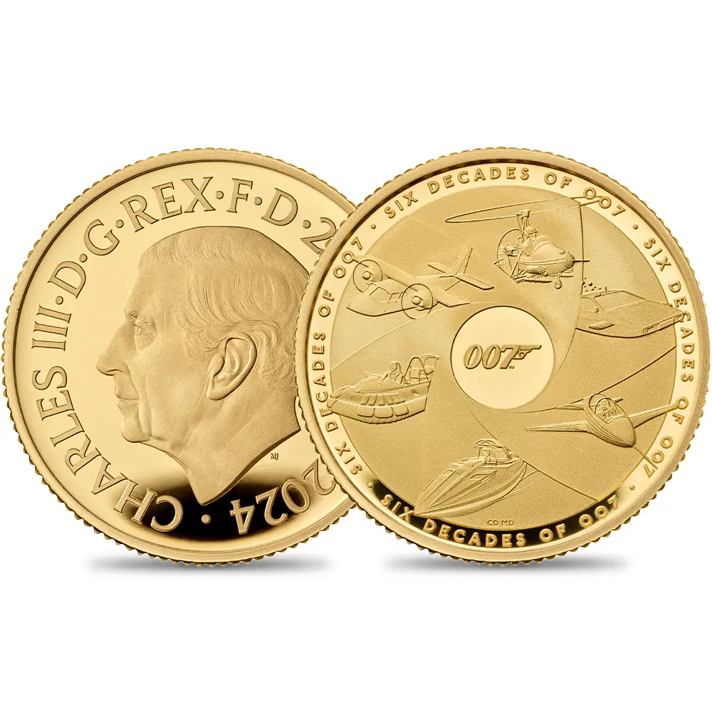 2024 チャールズ3世 「007の60年」ボンド映画記念シリーズ コンプリーター 25ポンド 1/4オンスプルーフ金貨 未鑑定 箱付き【ご予約承り品】