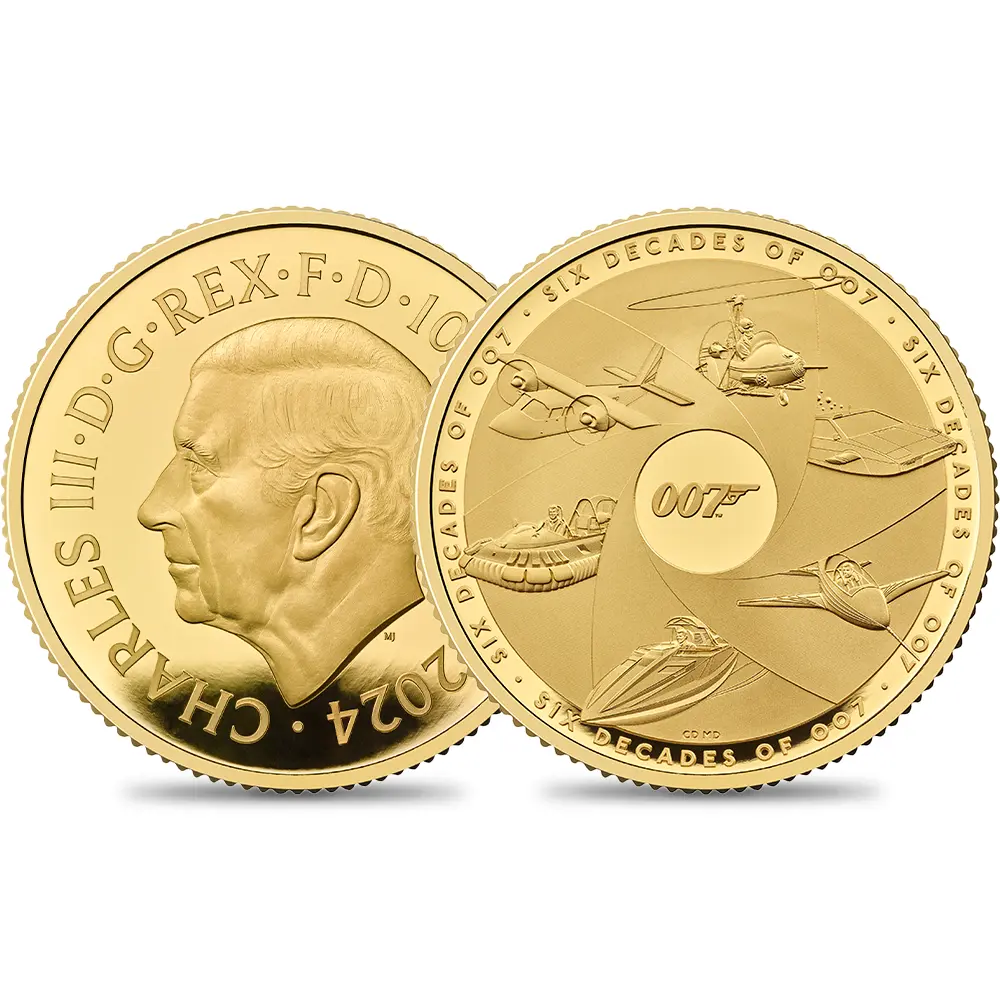 2024 チャールズ3世 「007の60年」ボンド映画記念シリーズ コンプリーター 100ポンド 1オンスプルーフ金貨 未鑑定 箱付き【ご予約承り品】