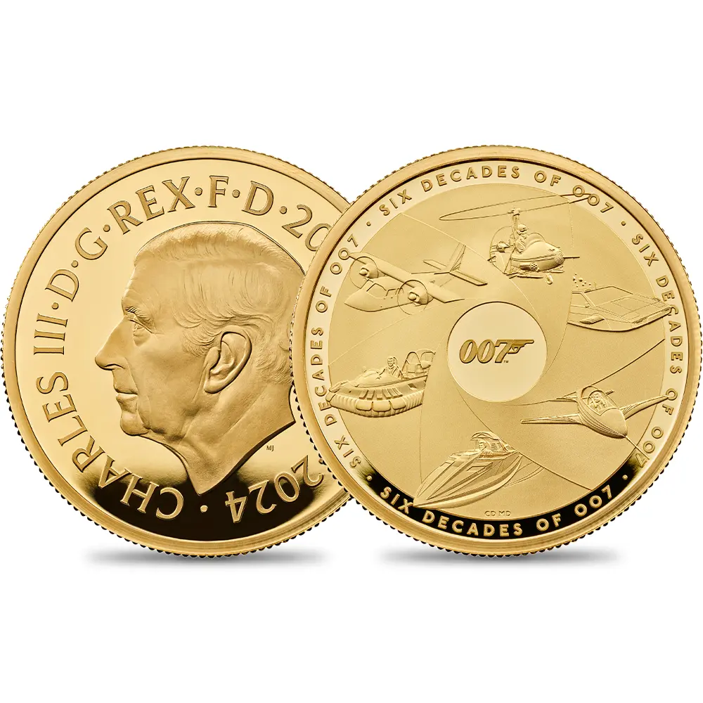 2024 チャールズ3世 「007の60年」ボンド映画記念シリーズ コンプリーター 200ポンド 2オンスプルーフ金貨 未鑑定 箱付き【ご予約承り品】