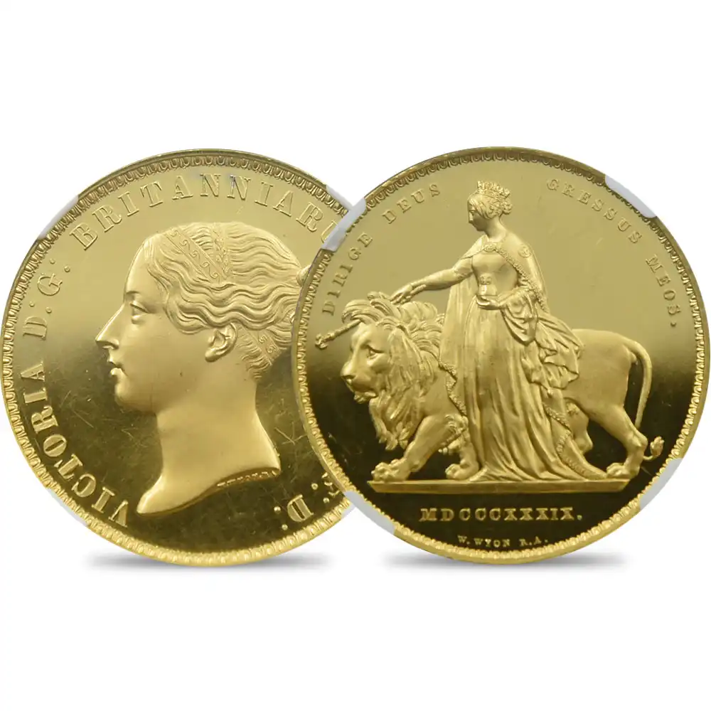 1839 ヴィクトリア女王 ウナ＆ライオン 5ポンド金貨 NGC PF63UC W&R-279【R2】