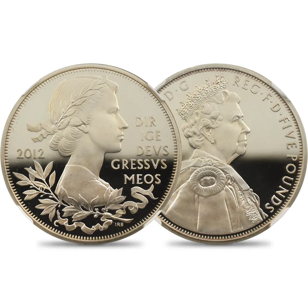 2012 エリザベス2世 即位60周年記念 ダイアモンドジュビリー 5ポンド銀貨 NGC PF69UC