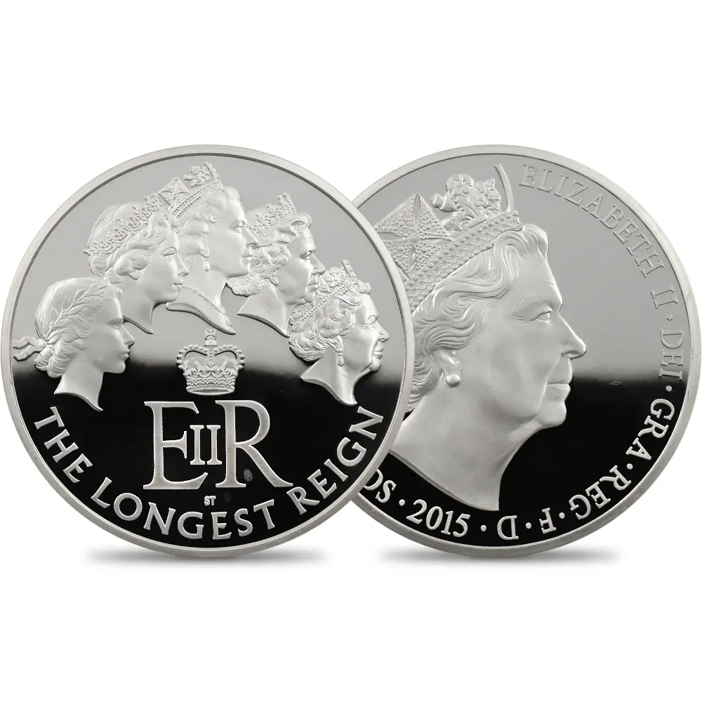 2015 エリザベス2世 最長在位記念 10ポンド5オンス銀貨 ファースト500ストラック NGC PF70UC 箱付き