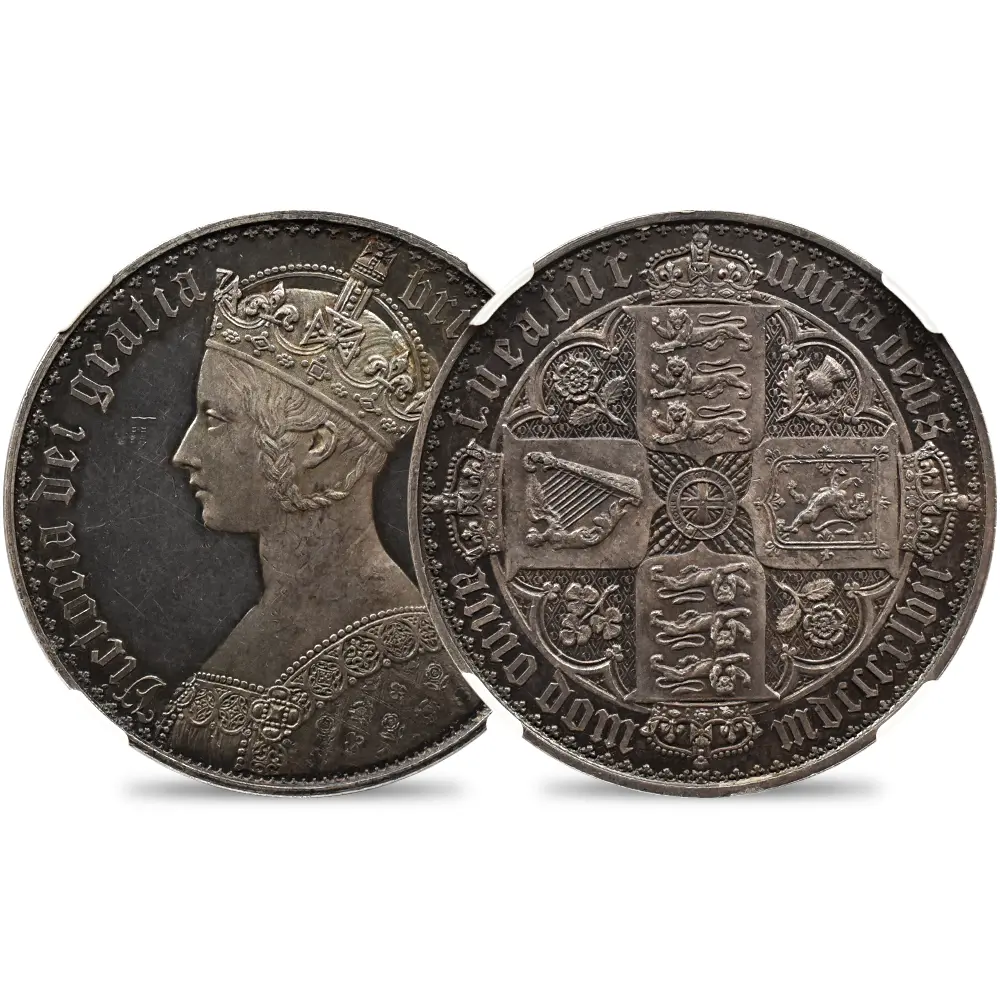 1847 ヴィクトリア女王 ゴチッククラウン銀貨 プレーンエッジ NGC PF62CA