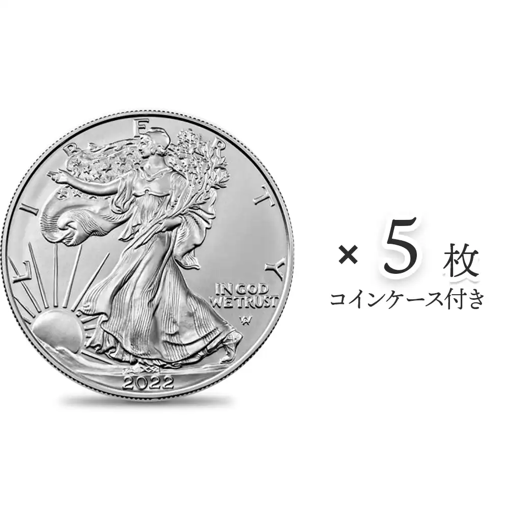 アメリカ 2022 イーグル 1ドル 1オンス 銀貨 【5枚】 (コインケース付き)