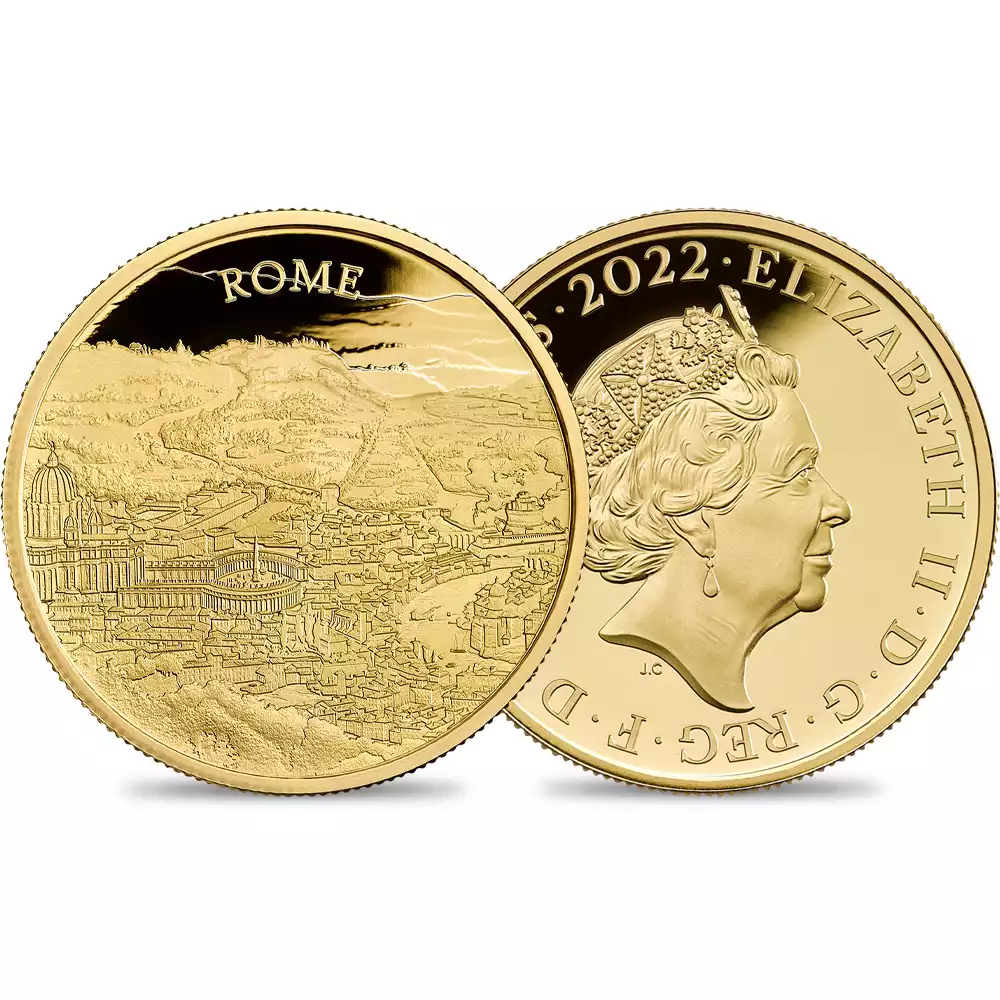 2022 エリザベス2世 都市景観シリーズ第2弾 ローマ 100ポンド1オンスプルーフ金貨 未鑑定 箱付き【ご予約承り品】