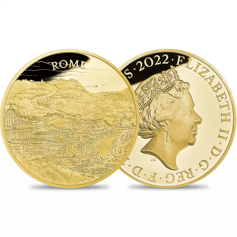 2022 エリザベス2世 都市景観シリーズ第2弾 ローマ 1000ポンド1キロプルーフ金貨 未鑑定 箱付き【ご予約承り品】