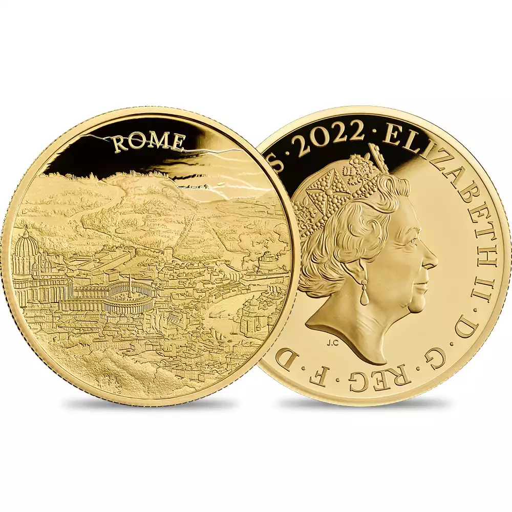 2022 エリザベス2世 都市景観シリーズ第2弾 ローマ 200ポンド2オンスプルーフ金貨 未鑑定 箱付き【ご予約承り品】