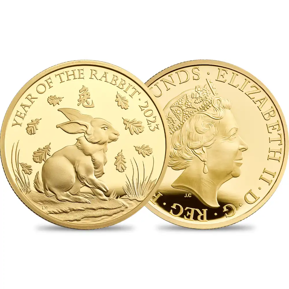 2023 エリザベス2世 干支卯年 100ポンド1オンスプルーフ金貨 未鑑定 箱付き【ご予約承り品】