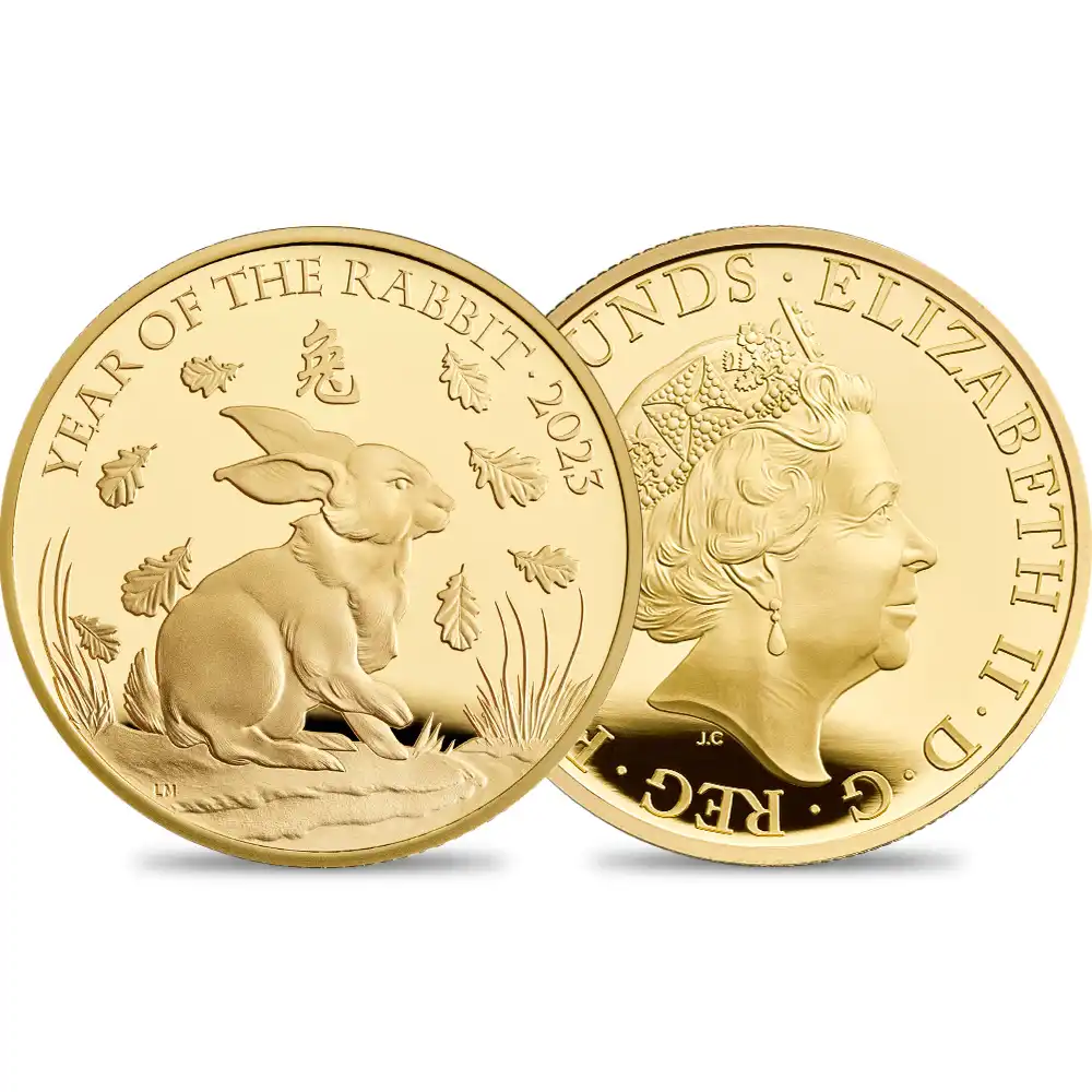 2023 エリザベス2世 干支卯年 25ポンド1/4オンスプルーフ金貨 未鑑定 箱付き【ご予約承り品】