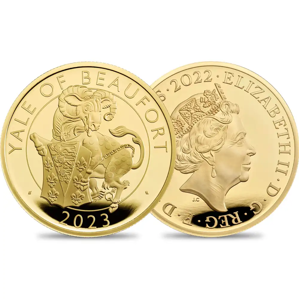 2023 エリザベス2世 ロイヤルテューダービースト ビューフォートのイェール 200ポンド2オンスプルーフ金貨 未鑑定 箱付き【ご予約承り品】