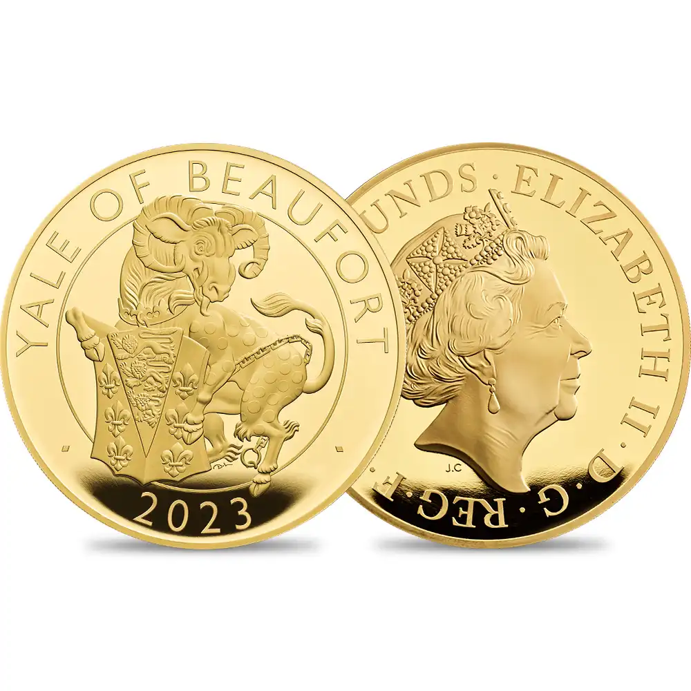 2023 エリザベス2世 ロイヤルテューダービースト ビューフォートのイェール 2000ポンド2キロプルーフ金貨 未鑑定 箱付き【ご予約承り品】