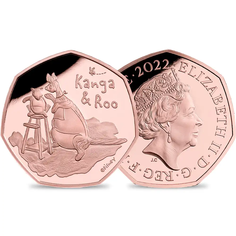 2022 エリザベス2世 くまのプーさんシリーズ 第8弾 カンガとルー 50ペンスプルーフ金貨 未鑑定 箱付き【ご予約承り品】