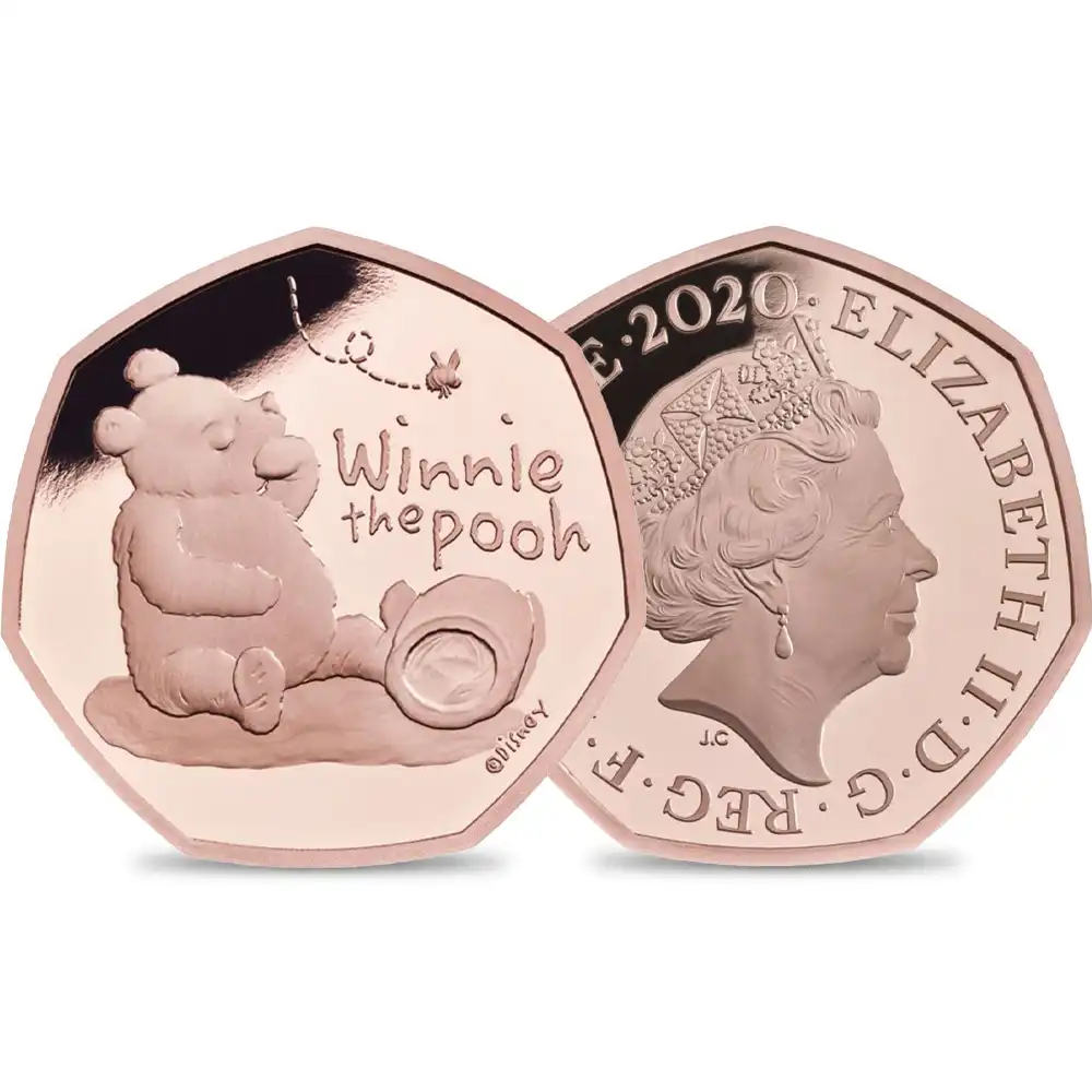 2020 エリザベス2世 くまのプーさんシリーズ 第1弾 ウィニー・ザ・プー 50ペンスプルーフ金貨 未鑑定 箱付き【ご予約承り品】