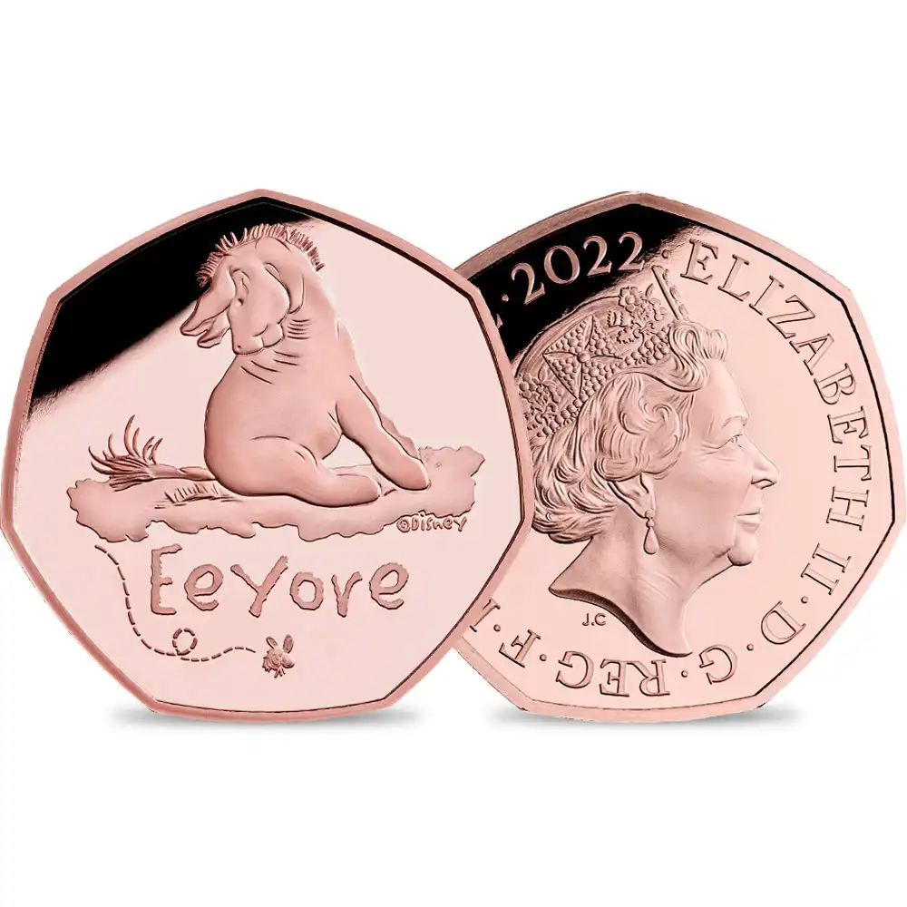 2022 エリザベス2世 くまのプーさんシリーズ 第7弾 イーヨー 50ペンスプルーフ金貨 未鑑定 箱付き【ご予約承り品】