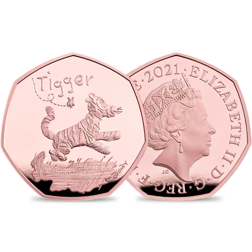 2021 エリザベス2世 くまのプーさんシリーズ 第6弾 ティガー 50ペンスプルーフ金貨 未鑑定 箱付き【ご予約承り品】
