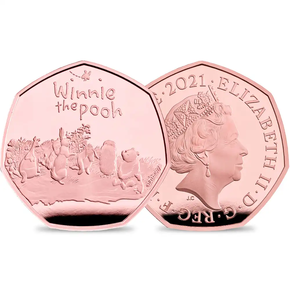 2021 エリザベス2世 くまのプーさんシリーズ 第4弾 森の仲間たち 50ペンスプルーフ金貨 未鑑定 箱付き【ご予約承り品】