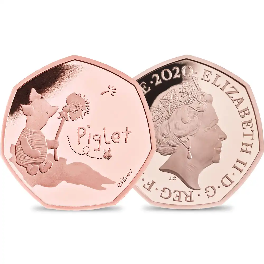 2020 エリザベス2世 くまのプーさんシリーズ 第3弾 ピグレット 50ペンスプルーフ金貨 未鑑定 箱付き【ご予約承り品】