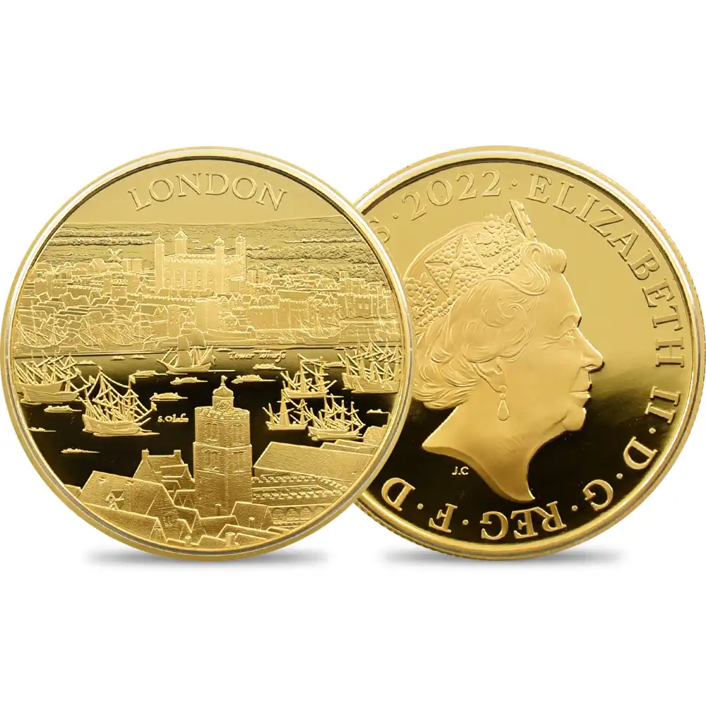 2022 エリザベス2世 都市景観シリーズ第1弾 ロンドン 100ポンド1オンスプルーフ金貨 未鑑定 箱付き 【ご予約承り品】