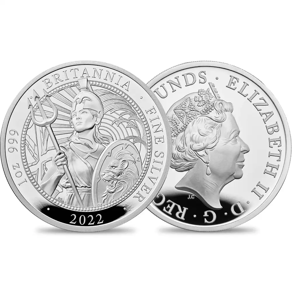 2022 エリザベス2世 ブリタニア 2ポンド1オンスプルーフ銀貨  未鑑定 箱付き【ご予約承り品】