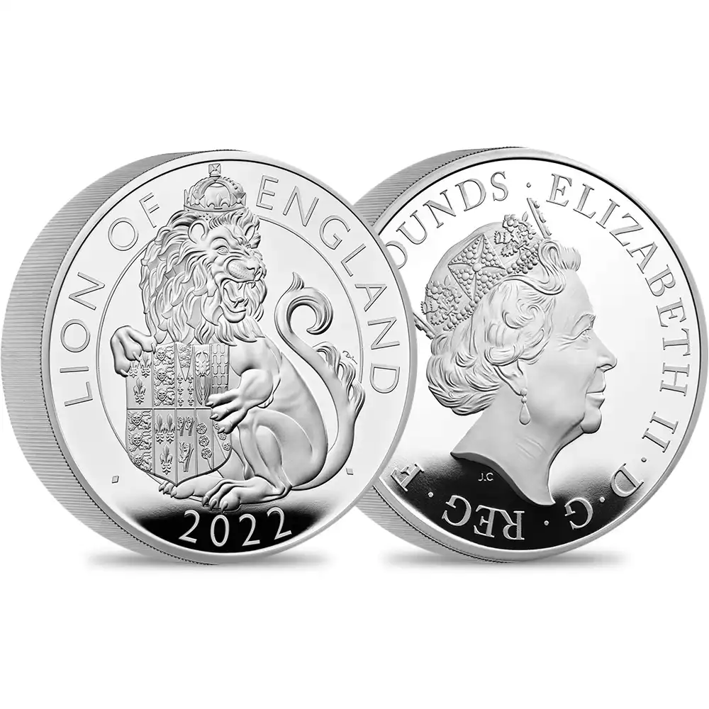 2022 エリザベス2世 ロイヤルテューダービースト イングランドのライオン 10ポンド10オンスプルーフ銀貨 未鑑定 箱付き【ご予約承り品】