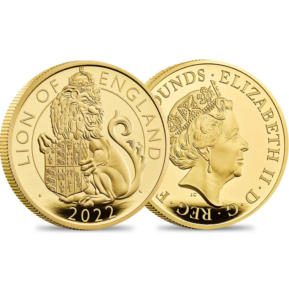 2022 エリザベス2世 ロイヤルテューダービースト イングランドのライオン 200ポンド2オンスプルーフ金貨 未鑑定 箱付き【ご予約承り品】