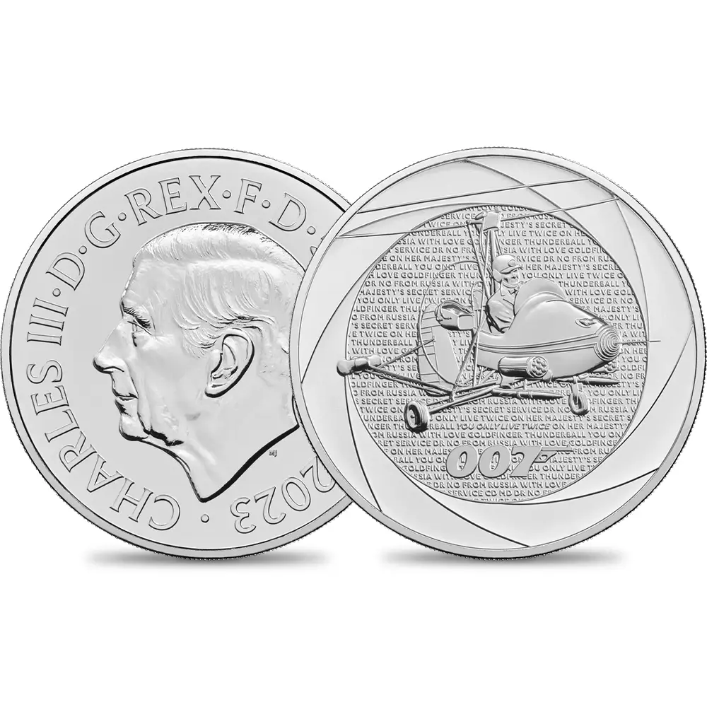 2023 チャールズ3世 「007の60年」ボンド映画記念シリーズ第1弾 「1960年代」 5ポンドBU白銅貨 未鑑定 パッケージ付き【ご予約承り品】