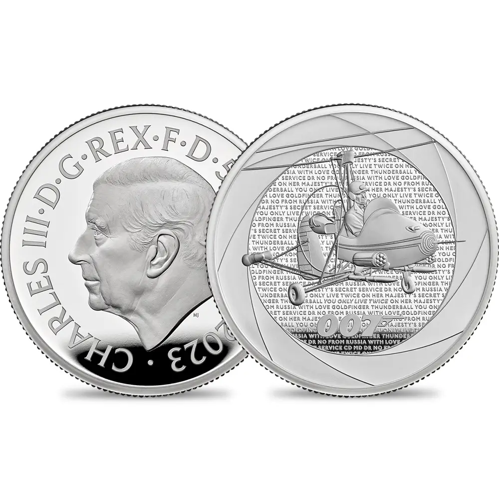 2023 チャールズ3世 「007の60年」ボンド映画記念シリーズ第1弾 「1960年代」 5ポンド2オンスプルーフ銀貨 未鑑定 箱付き【ご予約承り品】