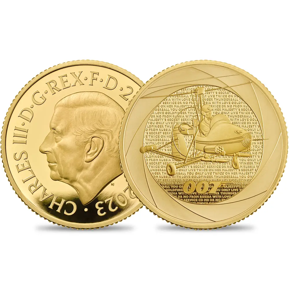 2023 チャールズ3世 「007の60年」ボンド映画記念シリーズ第1弾 「1960年代」 25ポンド1/4オンスプルーフ金貨 未鑑定 箱付き【ご予約承り品】