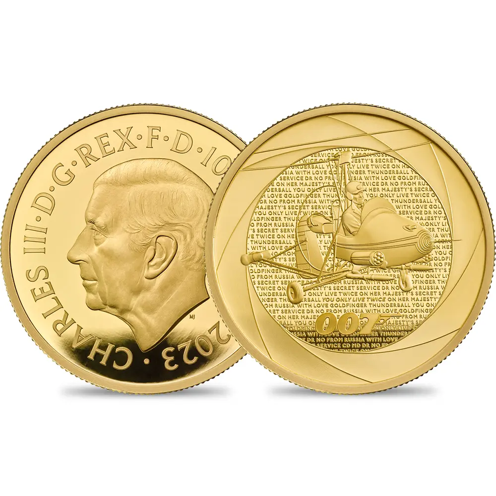 2023 チャールズ3世 「007の60年」ボンド映画記念シリーズ第1弾 「1960年代」 100ポンド1オンスプルーフ金貨 未鑑定 箱付き【ご予約承り品】