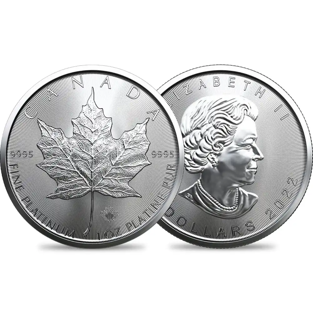 カナダ 2022 エリザベス2世 メイプルリーフ 50ドル 1オンス プラチナ貨【ご予約承り品】