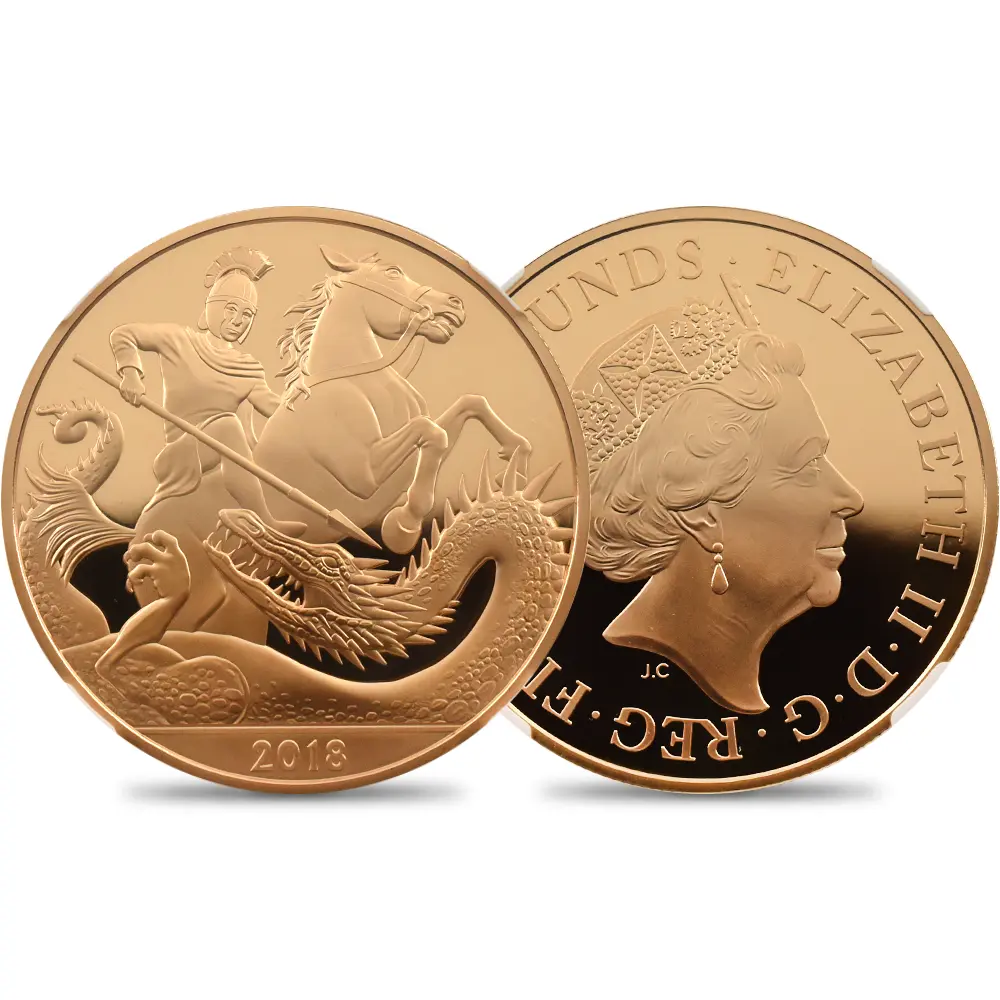 2018 エリザベス2世 ジョージ王子誕生5周年記念 5ポンド金貨 NGC PF70UC