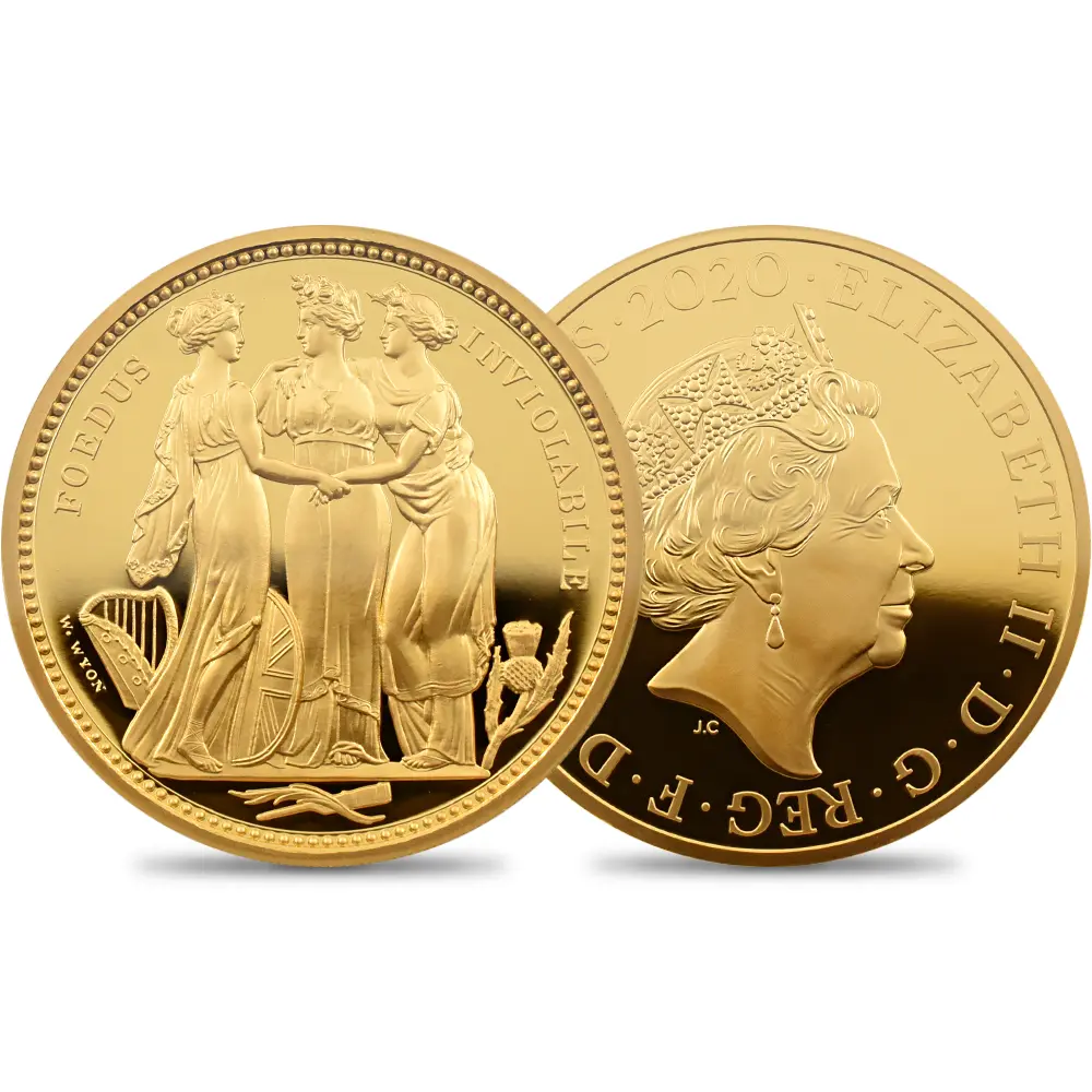 2020 エリザベス2世 スリーグレーセス 500ポンド5オンス金貨 ファーストリリース NGC PF70UC 箱付き