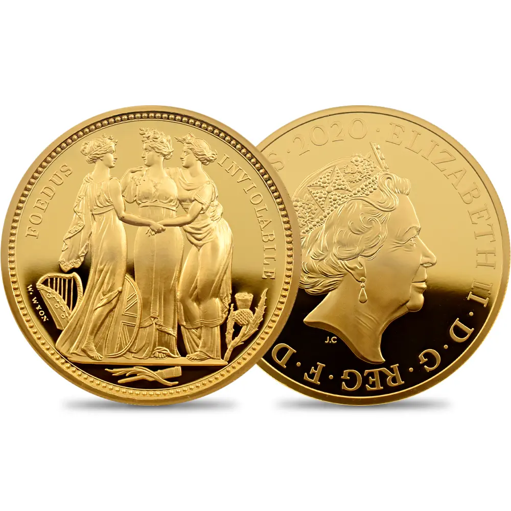 2020 エリザベス2世 スリーグレーセス 500ポンド5オンス金貨 ファーストリリース NGC PF70UC 箱付き