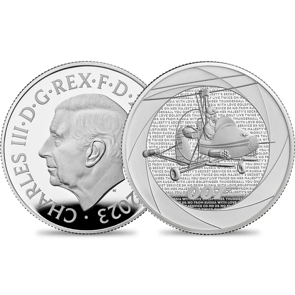 2023 チャールズ3世 「007の60年」ボンド映画記念シリーズ第1弾 「1960年代」 2ポンド1オンスプルーフ銀貨 未鑑定 箱付き【ご予約承り品】
