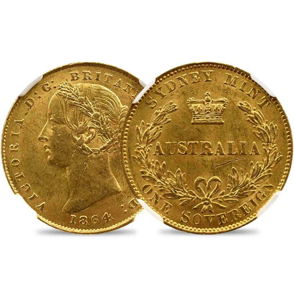 オーストラリア 1864 ヴィクトリア女王 ソブリン金貨 NGC MS61