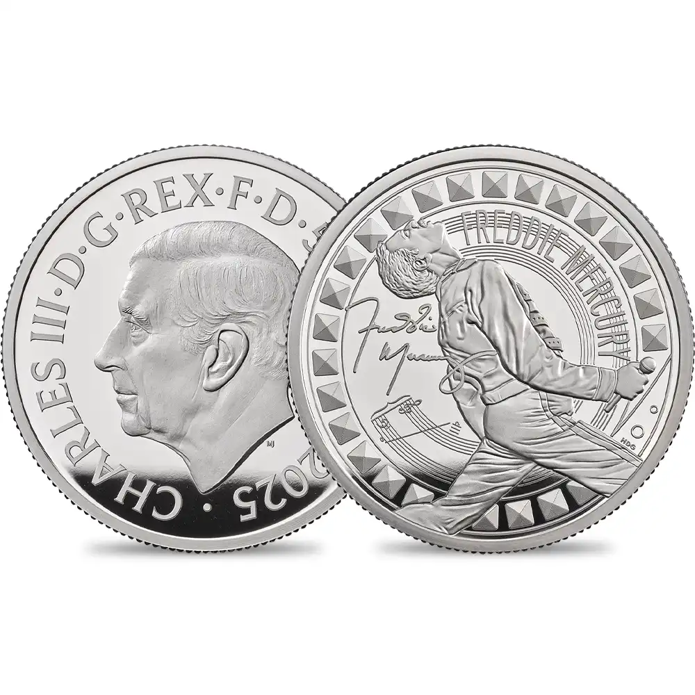 【未鑑定＋鑑定オプション付き】2025 チャールズ3世 ミュージックレジェンド第12弾 フレディ・マーキュリー 5ポンド2オンスプルーフ銀貨 未鑑定 箱付き【ご予約承り品・納期約半年】