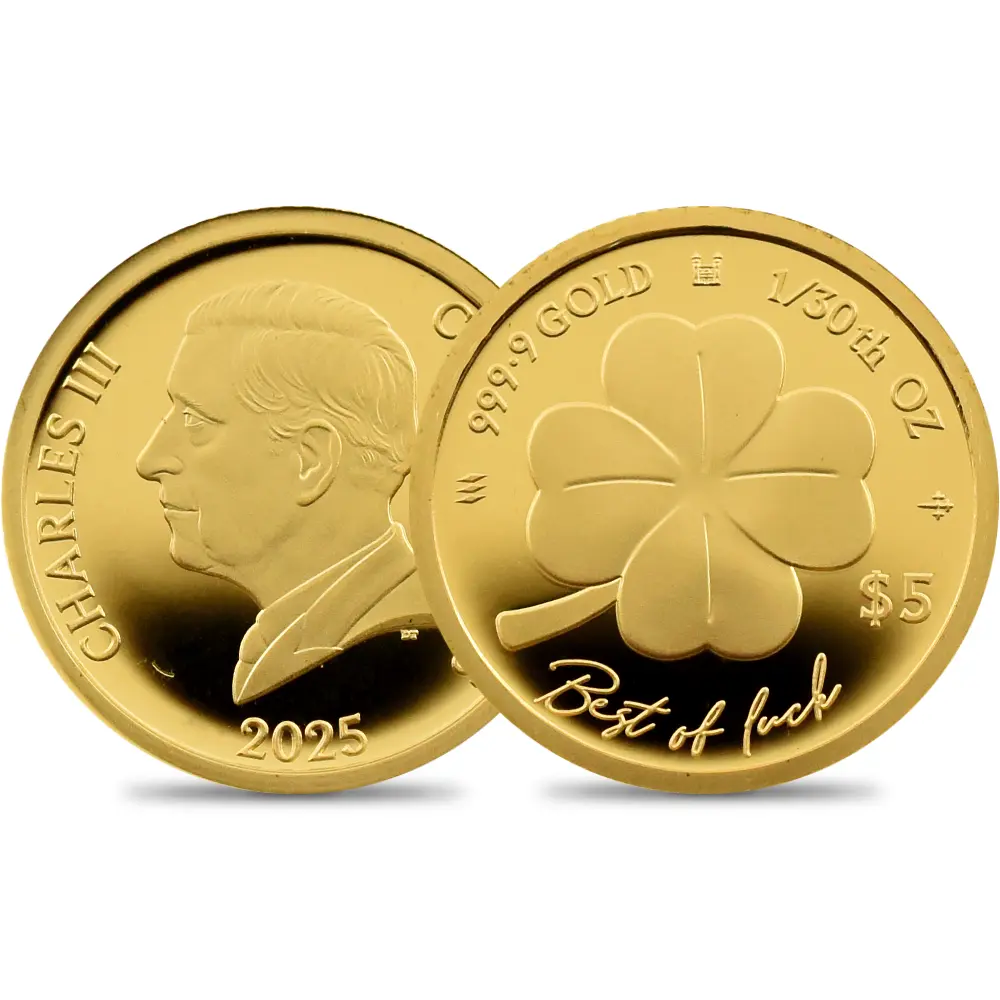 クック諸島 2025 チャールズ3世 四葉のクロバー 5ドル 1/30オンスプルーフ金貨 未鑑定 箱付き