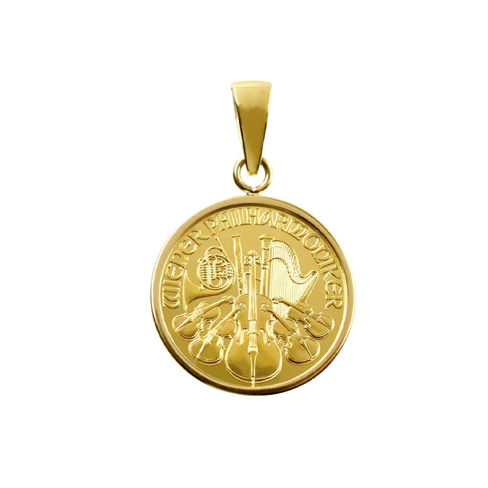 【ペンダントトップ単品】オーストリア 2024 ウィーンフィル 4ユーロ 1/25オンス 金貨 コインペンダント 純金 コインネックレス 24K