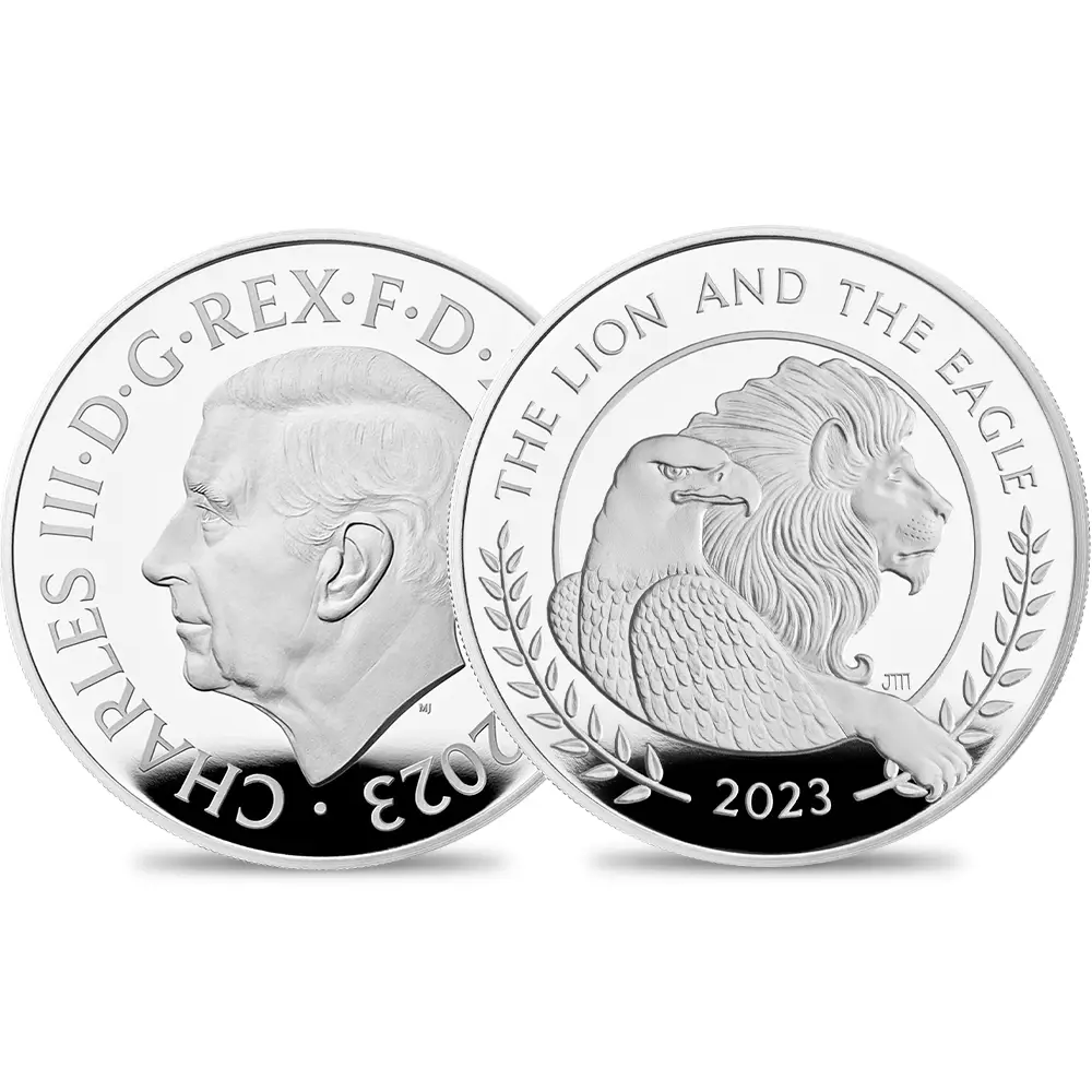 2023 チャールズ3世 ライオン＆イーグル 2ポンド1オンスプルーフ銀貨 未鑑定 箱付き【ご予約承り品】