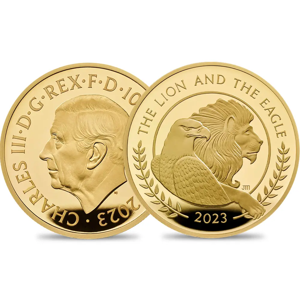 2023 チャールズ3世 ライオン＆イーグル 100ポンド1オンスプルーフ金貨 未鑑定 箱付き【ご予約承り品】