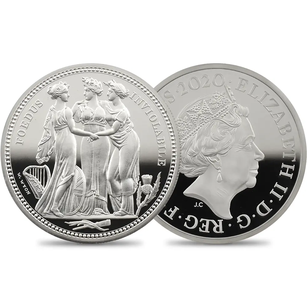 2020 エリザベス2世 スリーグレーセス 5ポンド2オンス銀貨 ファーストリリース NGC PF70UC