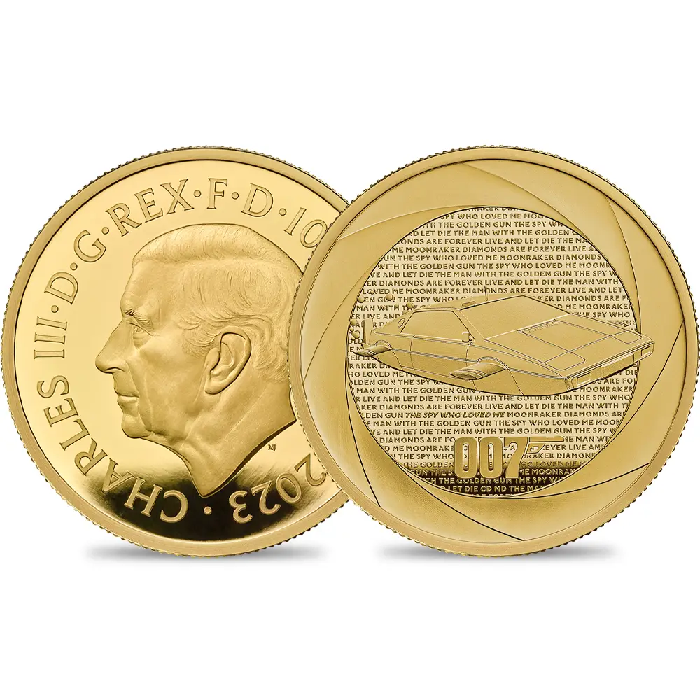 2023 チャールズ3世 「007の60年」ボンド映画記念シリーズ第2弾 「1970年代」 100ポンド1オンスプルーフ金貨 未鑑定 箱付き【ご予約承り品】