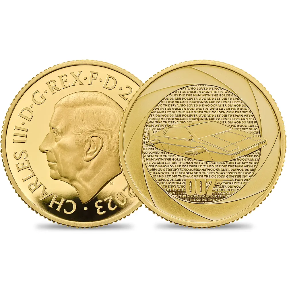 2023 チャールズ3世 「007の60年」ボンド映画記念シリーズ第2弾 「1970年代」 25ポンド1/4オンスプルーフ金貨 未鑑定 箱付き【ご予約承り品】