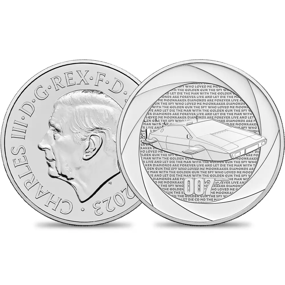 2023 チャールズ3世 「007の60年」ボンド映画記念シリーズ第2弾 「1970年代」 5ポンドBU白銅貨 未鑑定 パッケージ付き【ご予約承り品】