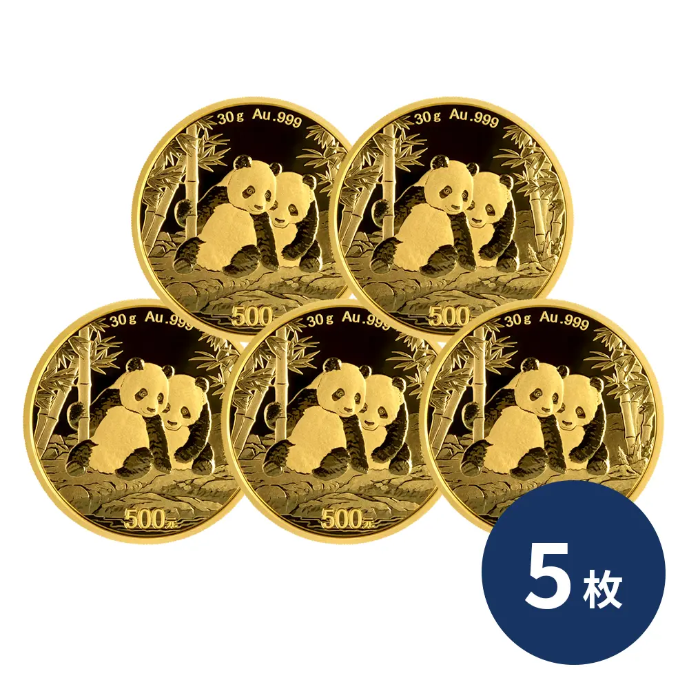 中国 2026 パンダ 500元 30グラム 金貨 【5枚】