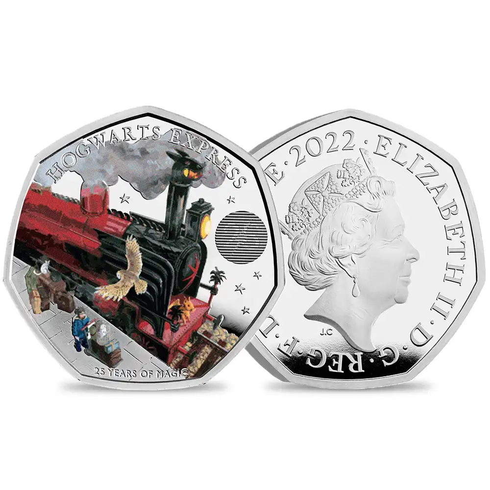 2022 エリザベス2世 ハリー・ポッターシリーズ 第2弾 ホグワーツ特急 出版25周年記念 50ペンスプルーフカラー銀貨 未鑑定【ご予約承り品】